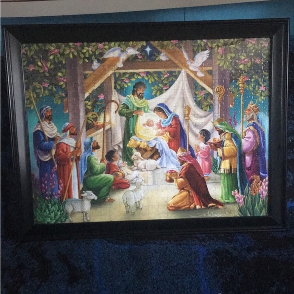 Puzzle with frame Jesus birth 3 kings Nativity of Jesus 27 x 21 - Picture 2 of 6